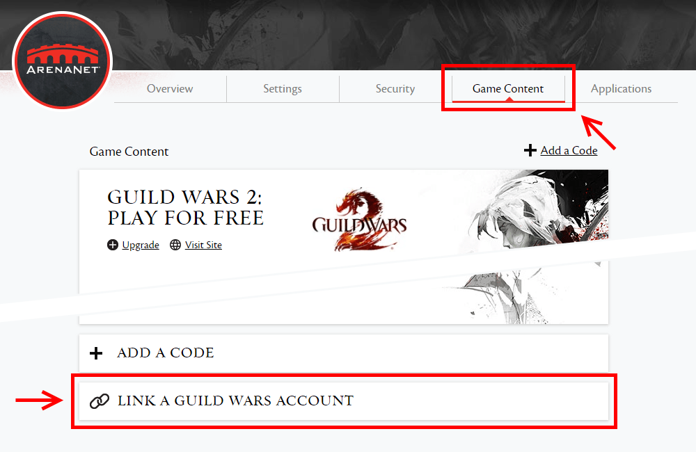 link a guild wars account